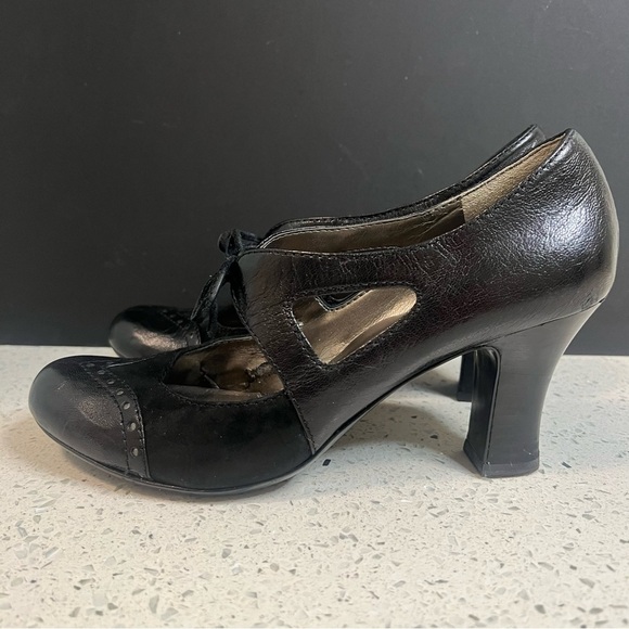 NATURALIZER N5 Comfort Annabelle Leather & Suede Black Pumps 3" Heels Slip On - Picture 5 of 12